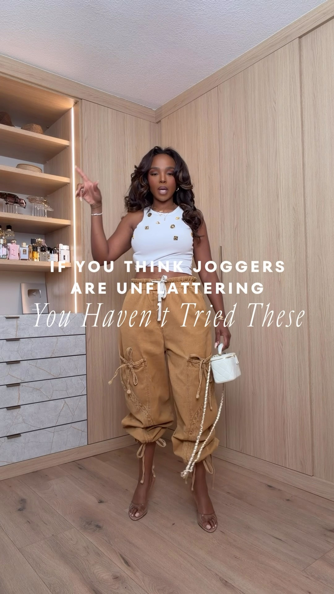 Hi Babes! 🤎

These joggers completely changed my mind on utility pants! The cinched leg, relaxed fit, and high waist make them so flattering while still being unbelievably comfortable. Paired with a simple studded tank and heels for the perfect elevated casual look.

✨ Fit Details:
• Wearing a size Small
• High-waisted utility joggers
• Adjustable cinched ankles
• Studded fitted tank
• True to size

🤍 Where to Wear:
• Brunch
• Casual date night
• Shopping
• Travel days
• Dinner with friends
• Weekend outings

The perfect mix of comfy and chic—you'll reach for these over and over again!

Everything is linked below!

xx, Kira | IG: KirasFashionFinds

Measurements:
Kira: 5'4" | Size Small | 140 lbs