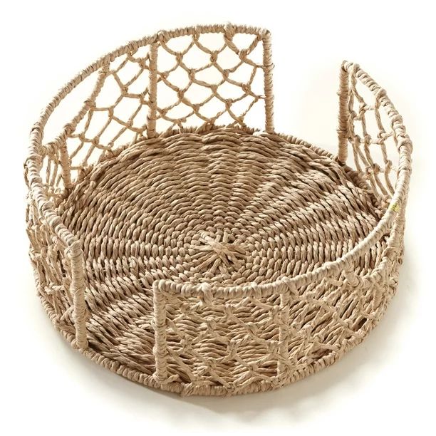 Rattan Look Kitchen Plate Caddy with Metal Frame and Side Handles | Walmart (US)