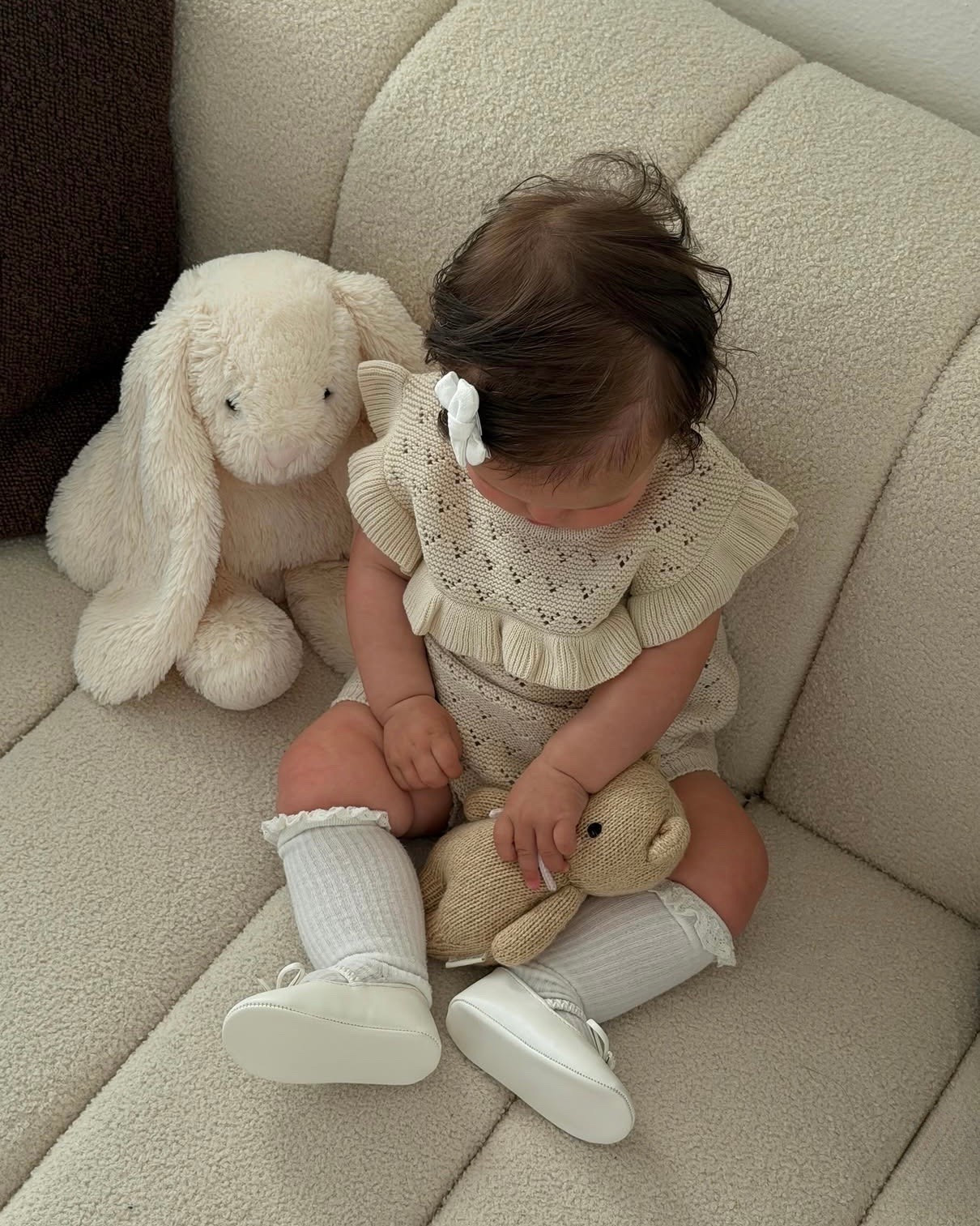 Pointelle neutral ruffle romper outfit for baby girl - love these little ballet flats!

#LTKmomlife #LTKBaby #LTKKids