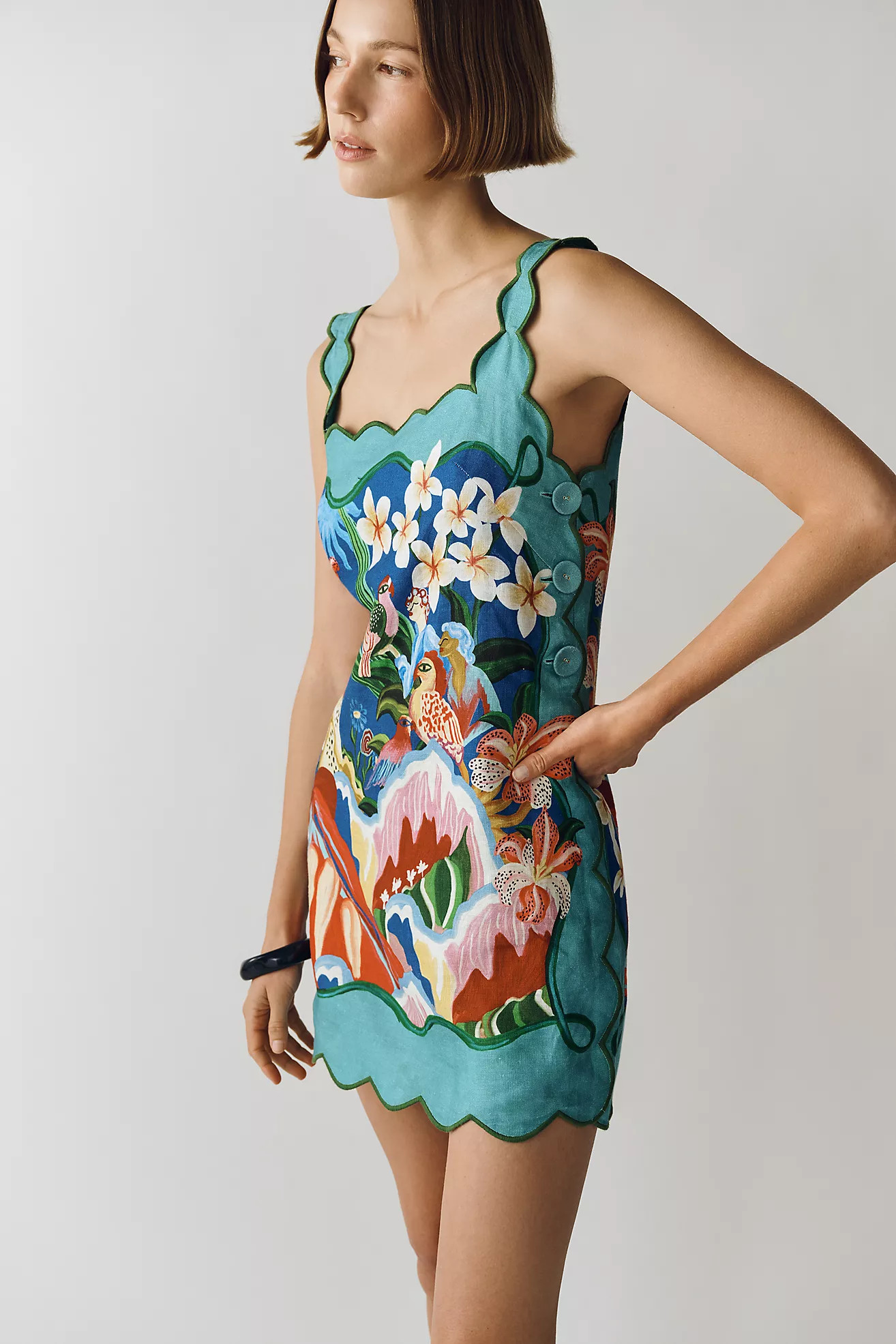 Farm Rio Garden of Life Linen Mini Dress | Anthropologie (US)