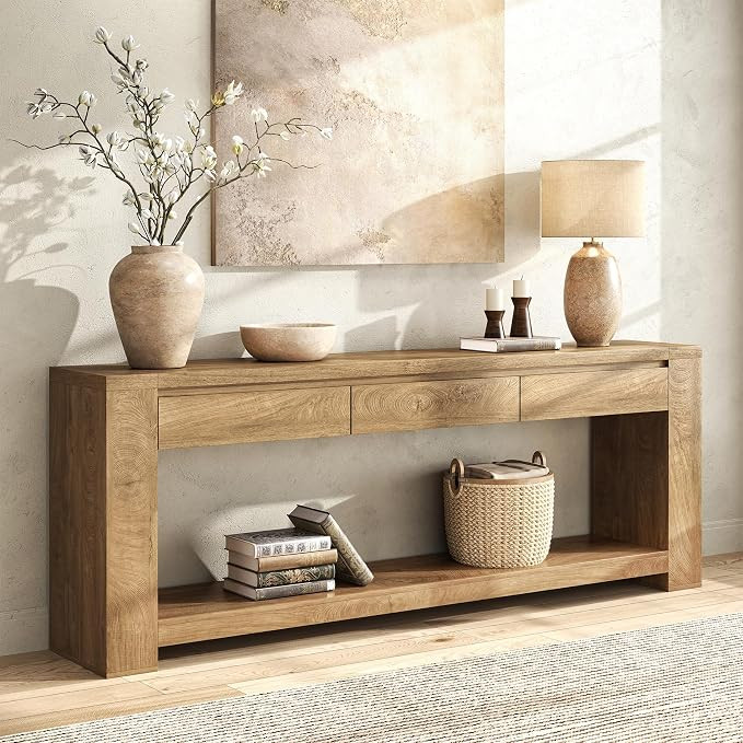 78 Inch Extra Long Console Table with Storage Drawer and Open Shelf | 3 Storage Drawers | Open Sh... | Amazon (US)