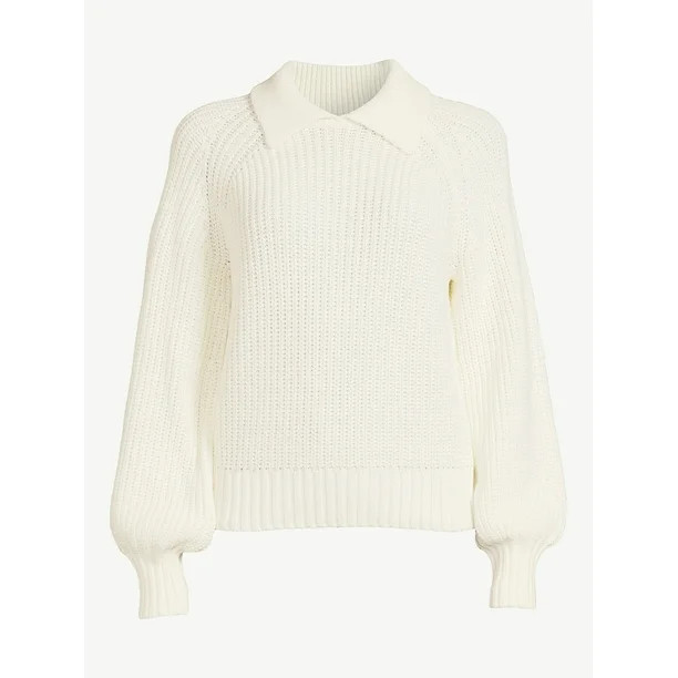 Free Assembly Women’s Polo Sweater with Long Raglan Sleeves - Walmart.com | Walmart (US)