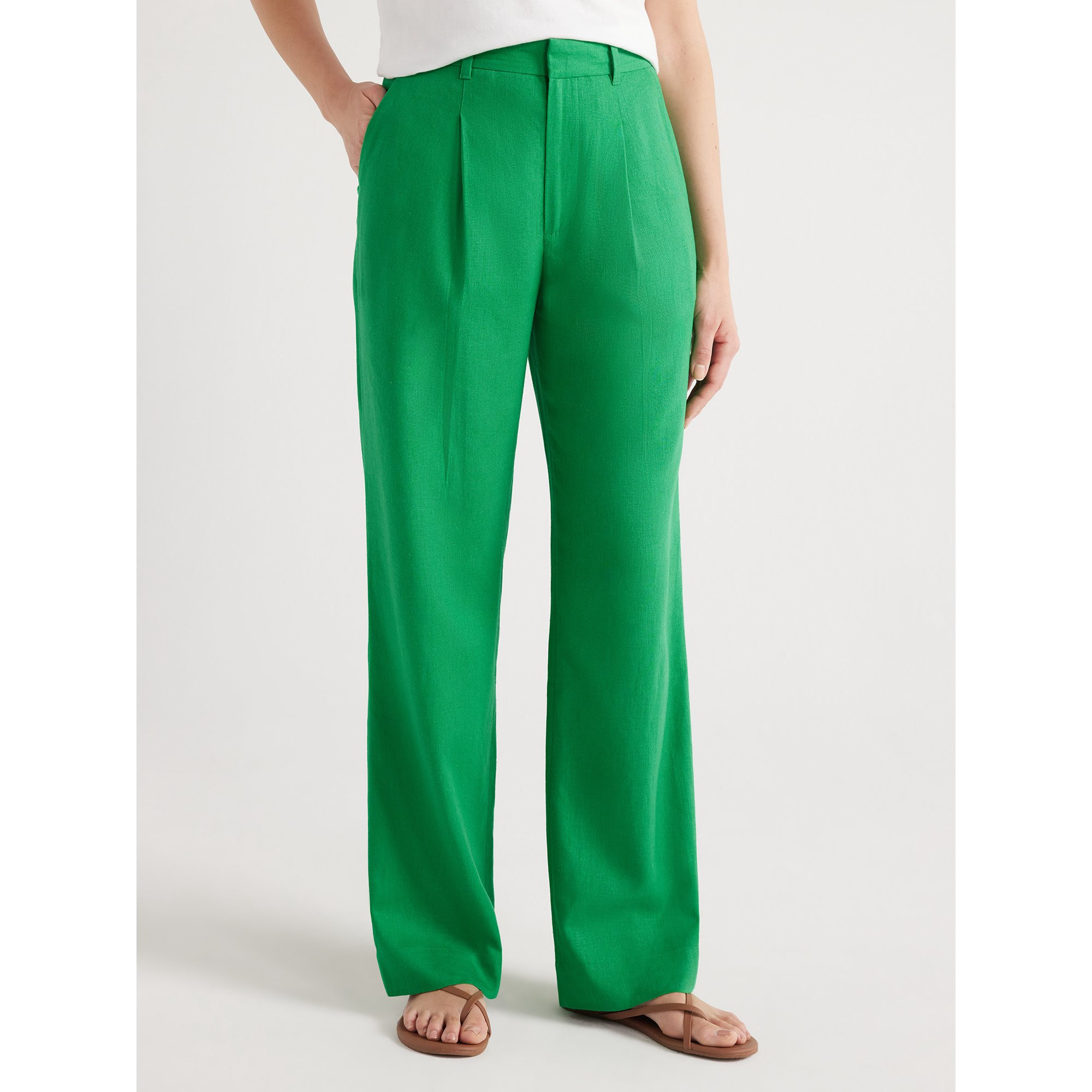 Free Assembly Women’s High-Rise Wide-Leg Pleated Pants, 32” Inseam, Sizes 0-20 | Walmart (US)