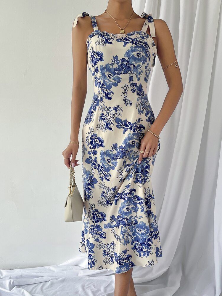 Floral Print Tie Shoulder Cami Dress | SHEIN