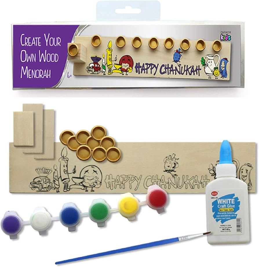 Make Your Own Hanukkah Menorah. Children's Wooden DIY Chanukah Gift for Kids. | Amazon (US)