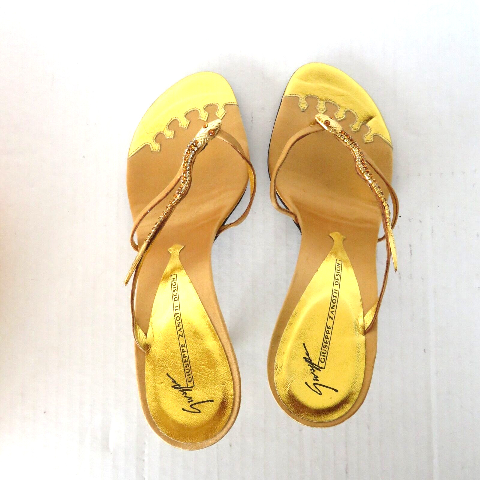 Giuseppe Zanotti Women 39 8 Swarovski Gold Snake Heels Sandals Pumps Stilettos  | eBay | eBay US