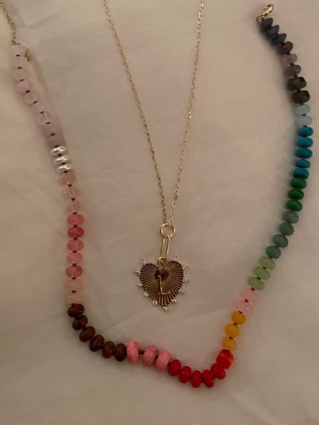 Gold heart initial pendant necklace  and colorful candy beaded necklace (comes in a ton of color combos!) - currently 30% off and under $50!
.
Gifts for her sister girlfriend teen girl wife gift 

#LTKGiftGuide #LTKfindsunder50 #LTKCyberWeek