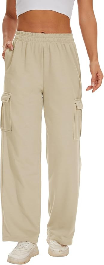 Women's Cargo Sweatpants High Waisted Casual Baggy Straight Leg Yoga Joggers Pants | Amazon (US)