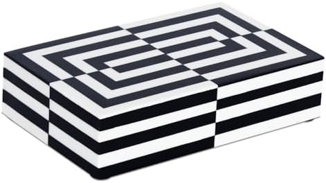 Handicrafts Home Modern Puzzle Slide Decorative Storage Box - Black & White, 8x5x2 Inches | Amazon (US)