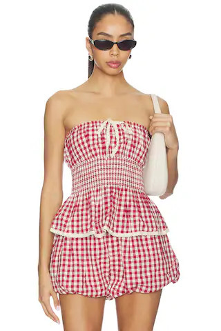 Maude Club Flora Top in Berry Gingham from Revolve.com | Revolve Clothing (Global)