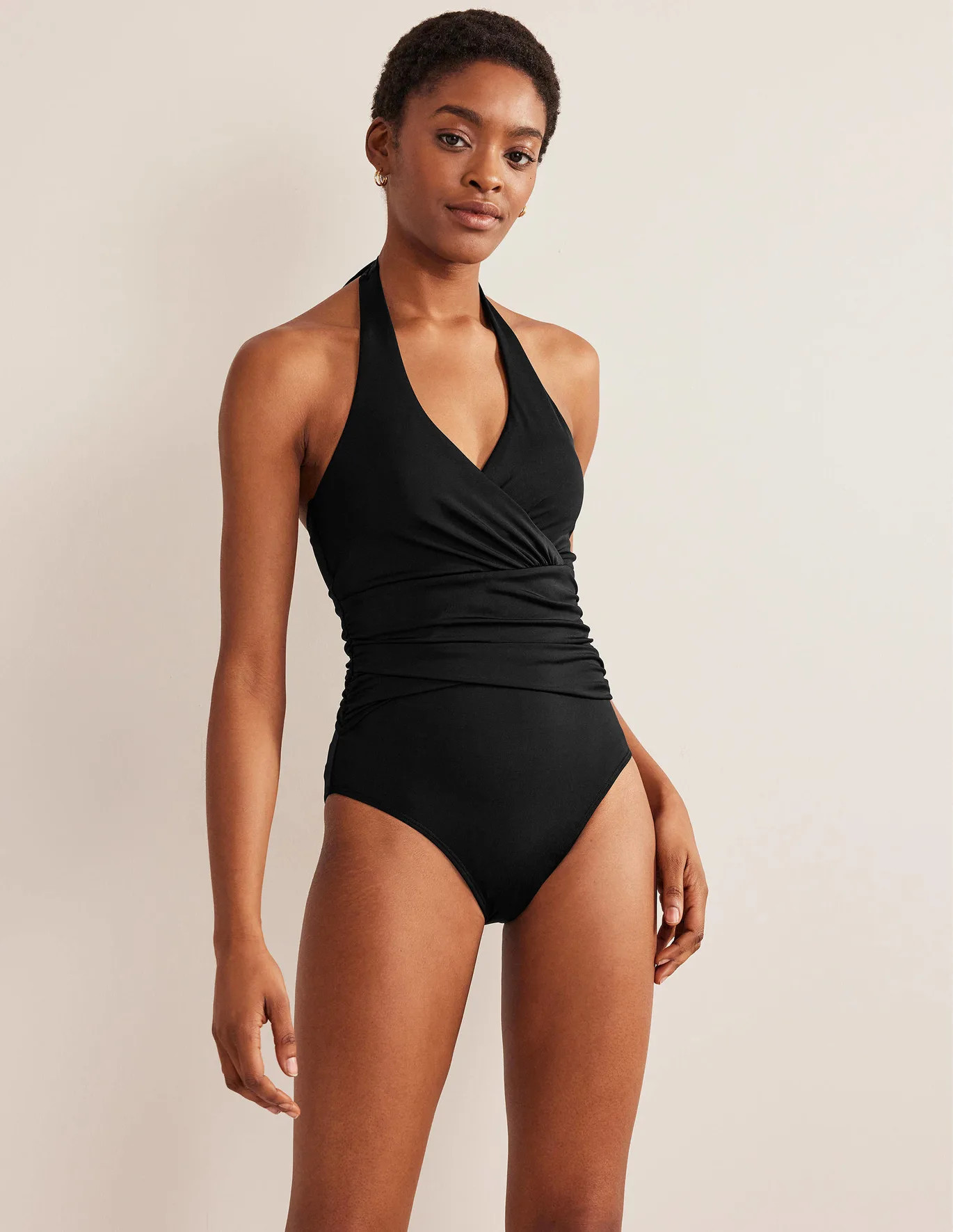 Levanzo Ruched Halter Swimsuit - Black | Boden (US)