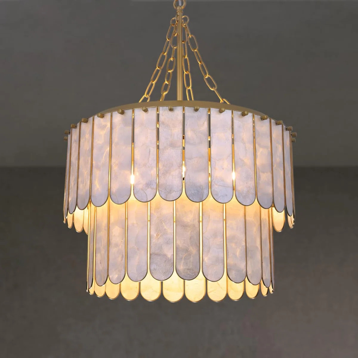 5-light Capiz Chandelier Modern Seashell Round Hanging Pendant Lighting | Wayfair North America
