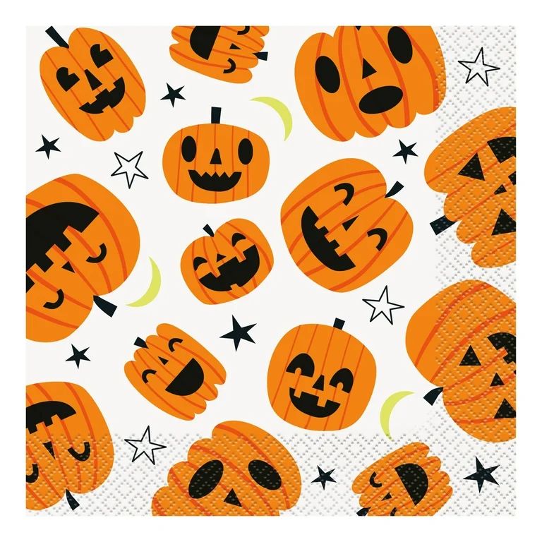 Halloween Pumpkin Toss Multicolor Luncheon Napkins, 6.5 in, 45 Count, by Way To Celebrate | Walmart (US)