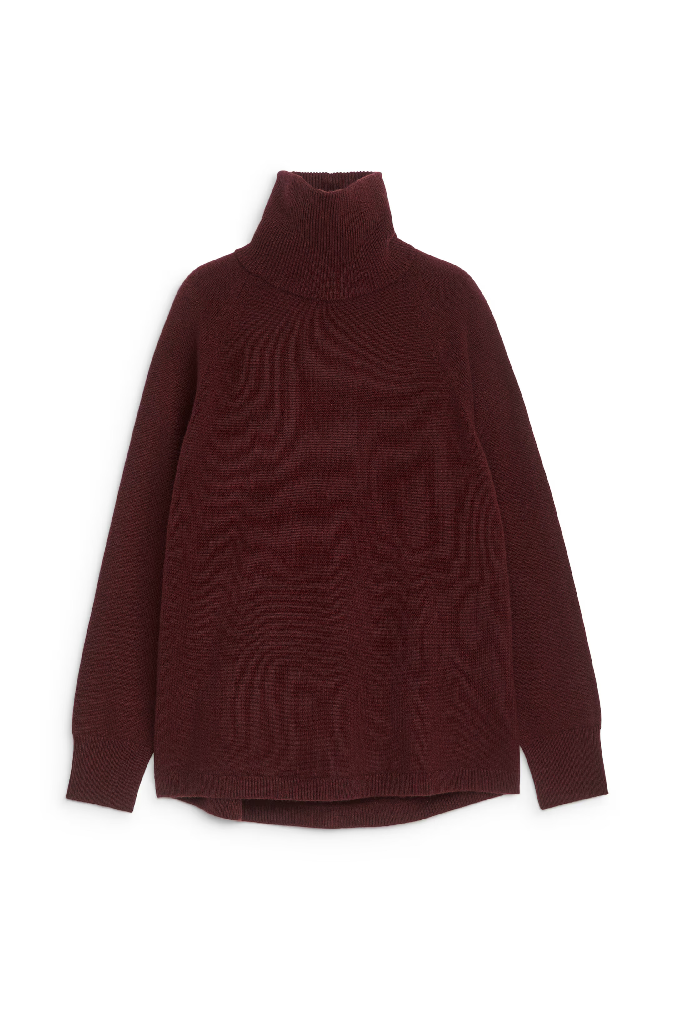 Roll-Neck Cashmere-Wool Jumper - Polo-neck - Long sleeve - Dark Red - Ladies | H&M GB | H&M (UK, MY, IN, SG, PH, TW, HK)