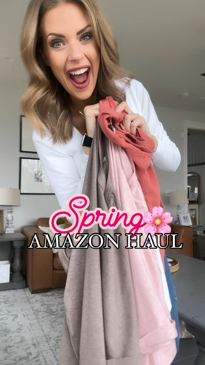 SPRING HAUL! 

Loving these basic tees for their soft fabric and oversized look. They feel lived in and comfortable! Lightweight as well for hot summer days coming soon ☀️ 
Wearing my true size small and it gives a great oversized look! 

These overalls are so soft and lightweight as well. I’m 5’9” and they fit great in the torso! Love the vibes they are giving! 