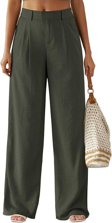 Feiersi Women's Wide Leg Pants Casual High Waisted Slacks Straight Dressy Pants Palazzo Trousers ... | Amazon (US)