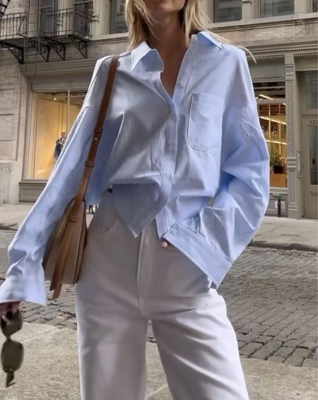 Light blue button down with white trouser pants. Spring outfit inspo 2024

#LTKworkwear #LTKSeasonal #LTKfindsunder50