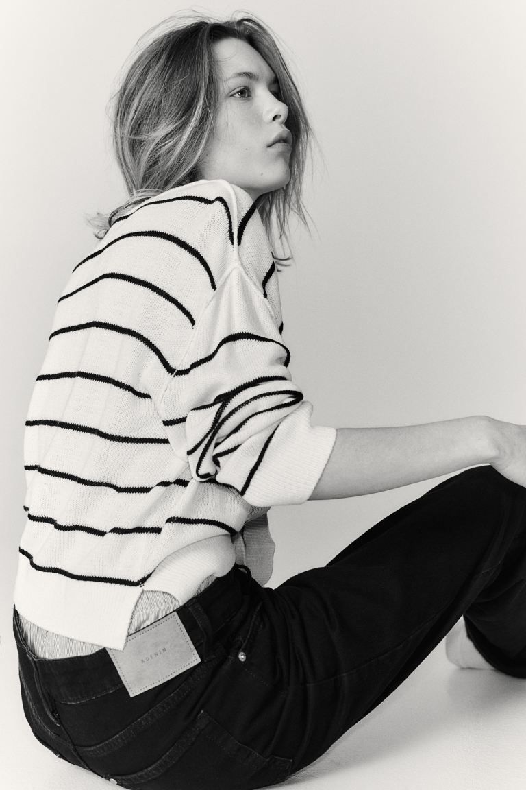 Sweater with Linked Seams - Cream/striped - Ladies | H&M US | H&M (US + CA)