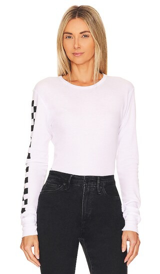 Check Sleeve Thermal in White | Revolve Clothing (Global)