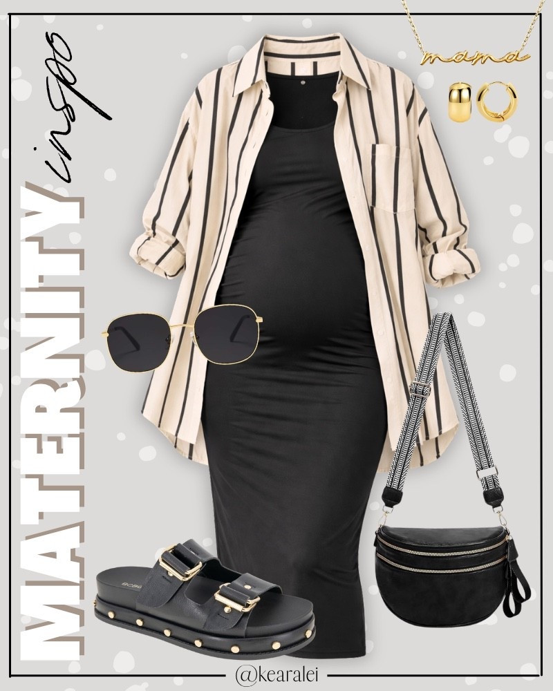 Summer Maternity outfits 2026 spring pregnancy clothes maternity outfit Amazon fashion black tank top bodycon maternity dress body con dresses with petal & pup black and khaki beige tan off white stripes striped button up cotton linen shirt casual oversized shirt top, black faux leather strap footbed sandals Birkenstocks look for less gold studded sandals, black leather bum bag crossbody purse bag, gold mama necklace, gold filled Huggies hoops earrings, gold rimmed square aviator polarized sunglasses  || baby bump style baby shower dress skirt shirt fashion cute outfits inspo spring summer mama outfits #maternity #style #fashion #outfit #outfits #babybump #dress #jacket #babymoon #affordable #amazon
.
.
.
baby shower dress, Maternity Dresses, Maternity, over the bump, motherhood maternity, pinkblush, mama shirt sweatshirt pullover, hospital bag, nursery, maternity photos, baby moon, pregnancy, pregnant, maternity leggings, maternity tops, diaper bag, mama necklace, baby boy, baby girl outfits, newborn, mom, 

Amazon fashion, teacher outfits, business casual, casual outfits, neutrals, street style, Midi skirt, Maxi Dress, Swimsuit, Bikini, Travel, skinny Jeans, Puffer Jackets, Concert Outfits, Sweater dress, Sweaters, cardigans Fleece Pullovers, hoodies, button-downs, Oversized Sweatshirts, Jeans, High Waisted Leggings, dresses, joggers, fall Fashion, winter fashion, leather jacket, Sherpa jackets, shacket, Plaid Shirt Jackets, apple watch bands, lounge set, Date Night Outfits, Vacation outfits, Mom jeans, shorts, sunglasses, Airport outfits, biker shorts, plus size fashion, Stanley cup tumbler, boots booties tall over the knee, ankle boots, Chelsea boots, combat boots, pointed toe, chunky sole, heel, high heels, mules, clogs, sneakers, slip on shoes, Nike, adidas, vans, dr. marten’s, ugg slippers, golden goose, sandals, high heels, loafers, Birkenstock Birkenstocks, Steve Madden

#LTKBump #LTKBaby #LTKootd