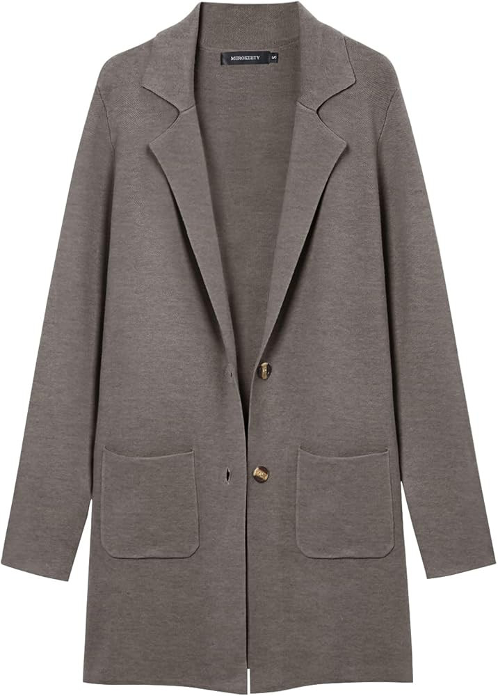 MEROKEETY Womens Open Front Cardigan Coat Long Sleeve Lapel Casual Knit Button Sweater Jackets wi... | Amazon (US)