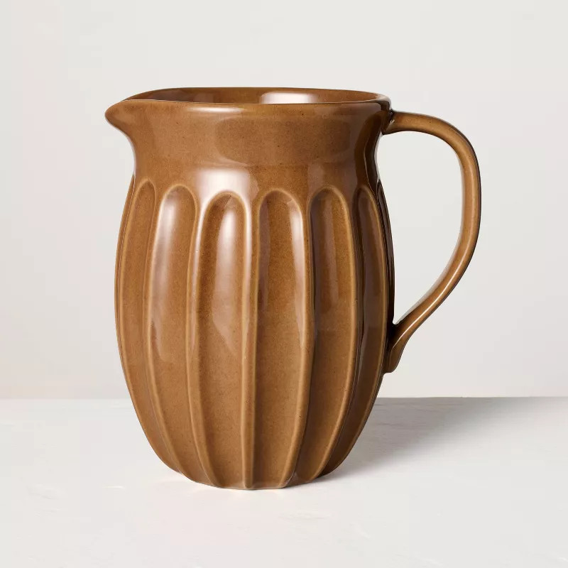45oz Fluted Stoneware Beverage Pitcher Pumpkin Brown - Hearth & Hand™ with Magnolia | Target