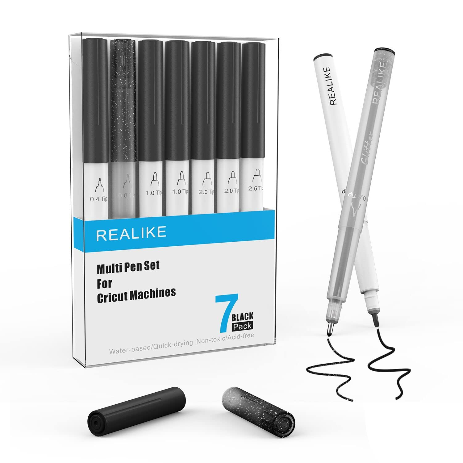 REALIKE Variety Pens for Cricut Maker 3/Maker/Explore 3/Air 2/Air,Black Pens Set of 7Pack Include... | Amazon (US)