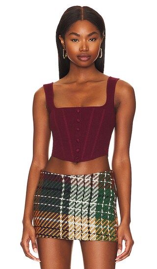Knitted Corset Top in Maroon | Revolve Clothing (Global)
