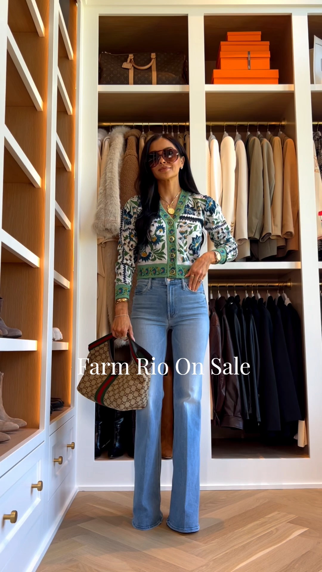 Transitional outfit
Farm Rio cardigan on sale
Mother jeans

#LTKSeasonal #LTKOver40 #LTKSaleAlert