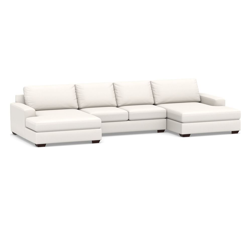 Big Sur Square Arm Upholstered U-Shaped Double Chaise Sectional | Pottery Barn (US)