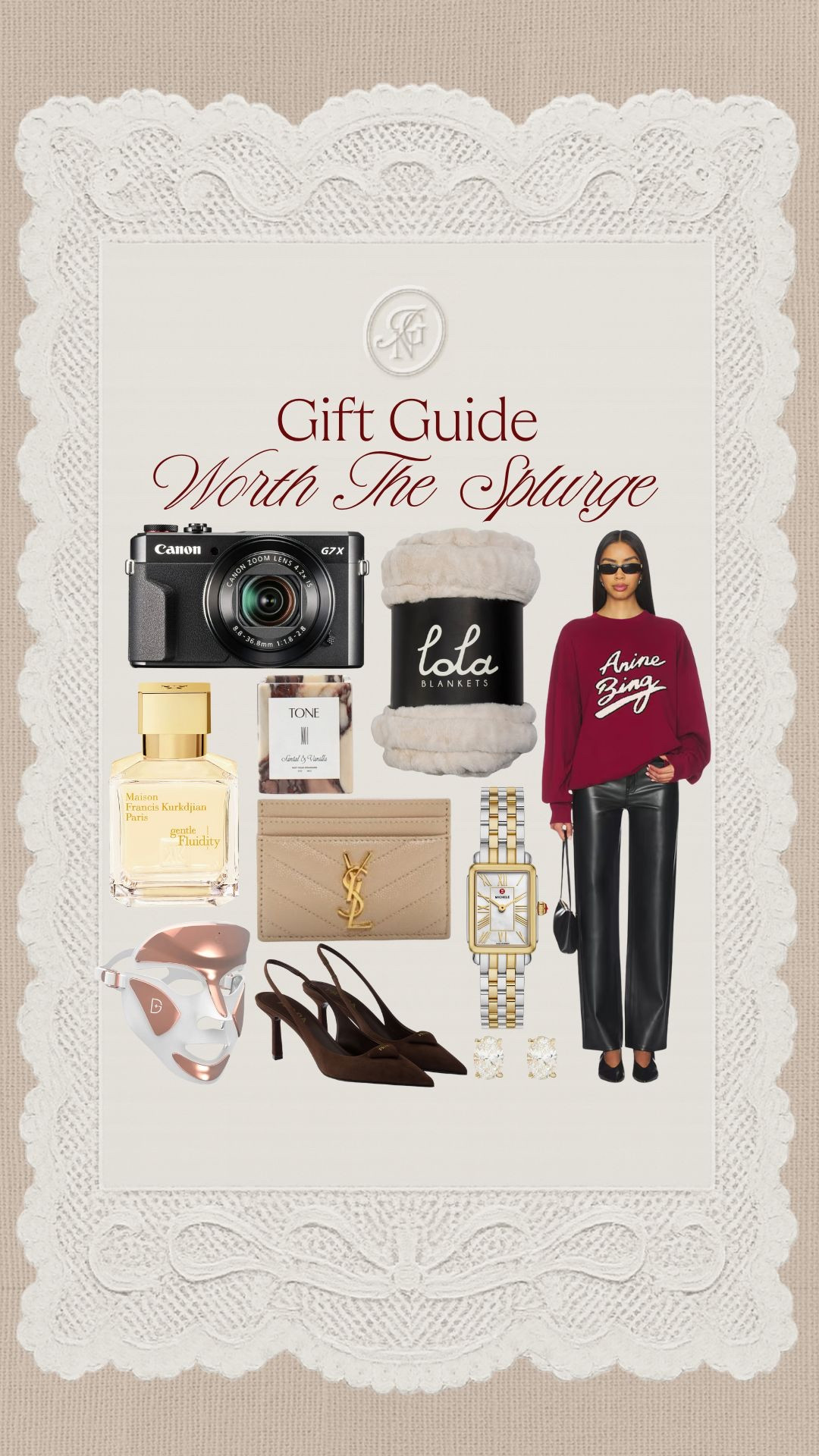 GIFT GUIDE FOR HER - LUXE EDITION 🤎✨
A curated gift wish list that is perfect for the girl You want to splurge on (or to add to your wishlist) 🎁 

#GiftGuide #Gifts #ChristmasGifts #HolidayGifts #GiftGuides #HolidayHub #GiftsForher #ForHer #luxegifts #splurgegifts #michellewatch #canon #designer #ysl #ledmask #aninebing #perfume #prada 

#LTKGiftGuide #LTKHoliday