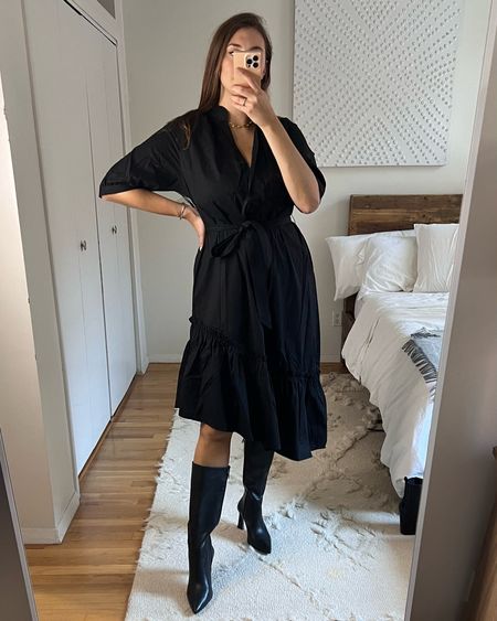 Black asymmetrical fall midi dress from Walmart. Wearing size L 

#fallmididress #falldress #mididress 

#LTKunder50 #LTKworkwear #LTKstyletip