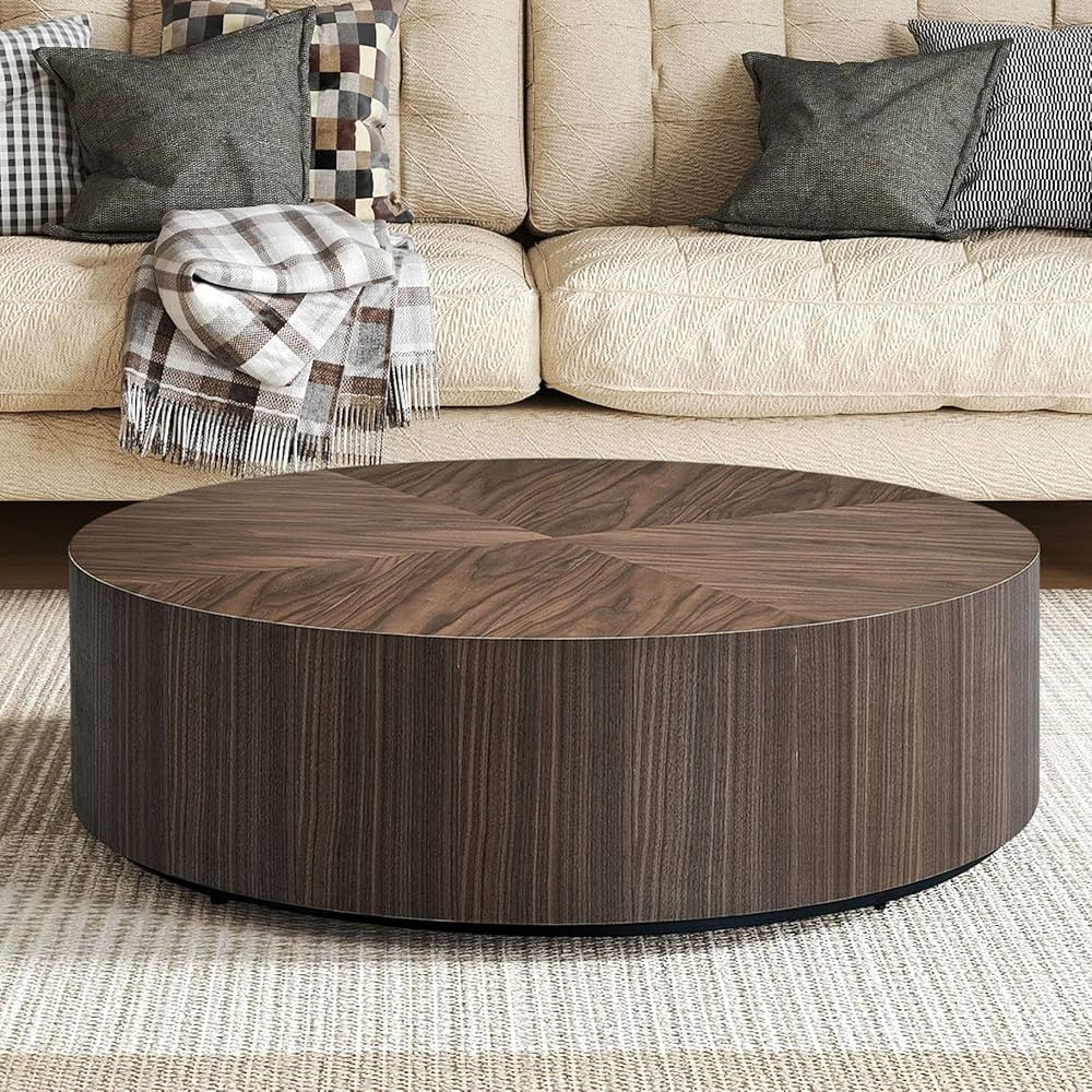 Round Coffee Table ø35.43 Modern Coffee Table Circle Wood Accent Center Table Mid Century Minima... | Amazon (US)