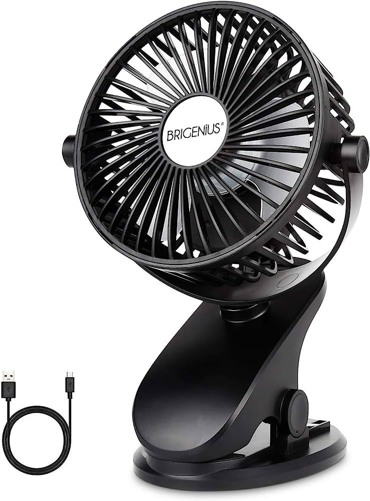 BRIGENIUS Clip on Fan Battery Operated, Portable Mini Desk Fan for Stroller with Rechargeable 250... | Amazon (US)