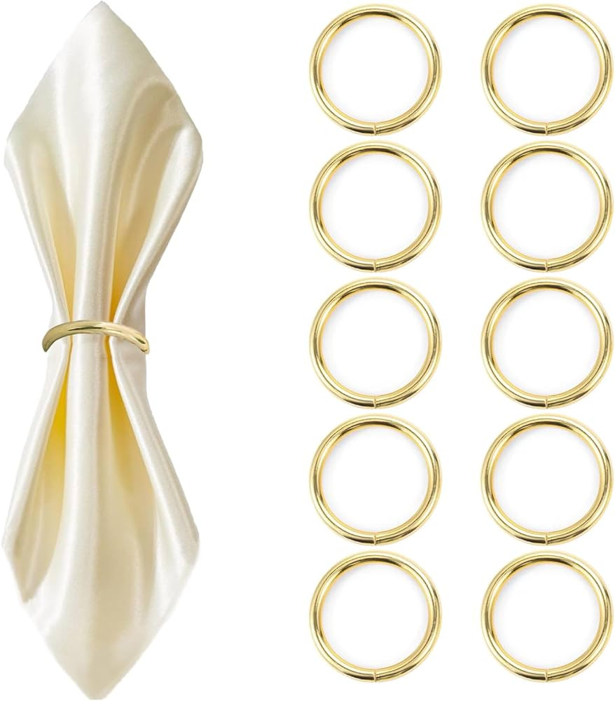 Gold Napkin Rings - 10 Pcs Stainless Steel Napkin Rings,Gold Rotundity Metal Napkin Ring for Tabl... | Amazon (US)