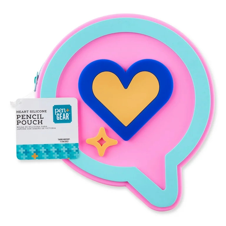 Pen+Gear Heart Silicone Pencil Pouch, Pink Color | Walmart (US)