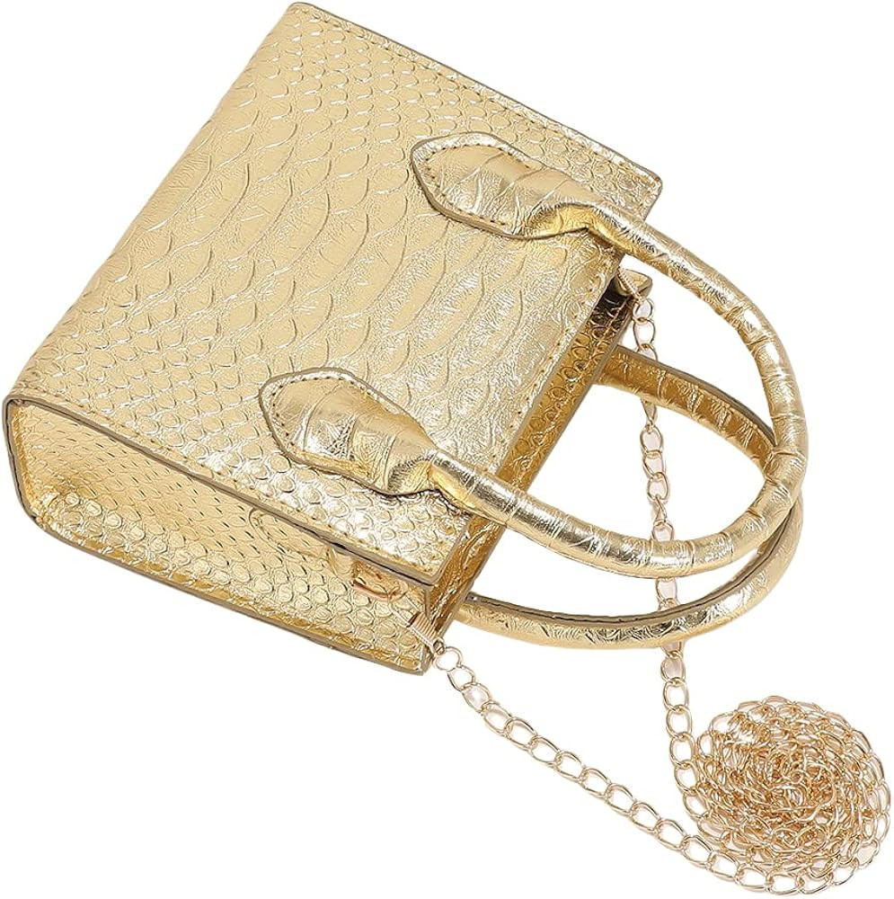 GORGLITTER Women's Small Crossbody Bag Mini Purse Metallic Crocodile Print Double Handle Satchel ... | Amazon (US)