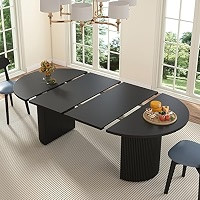 41 in-78 in Extendable Dining Room Table for 4-8, Round Expandable Kitchen Table with Fluted Base... | Amazon (US)
