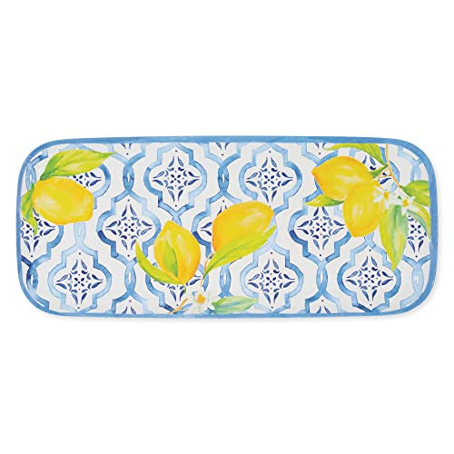 UPware Lovely Lemons Melamine Serving Tray, 15 x 6.5 Inch Rectangular Serving Platter, BPA Free Food Tray for Party Entertaining | Amazon (US)