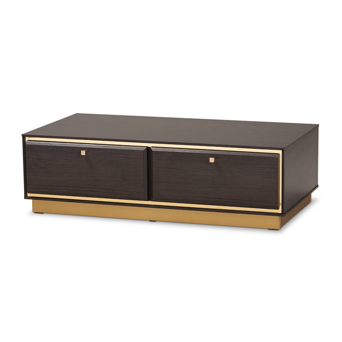 Cormac Wood and Metal 2 Drawer Coffee Table - Baxton Studio | Target