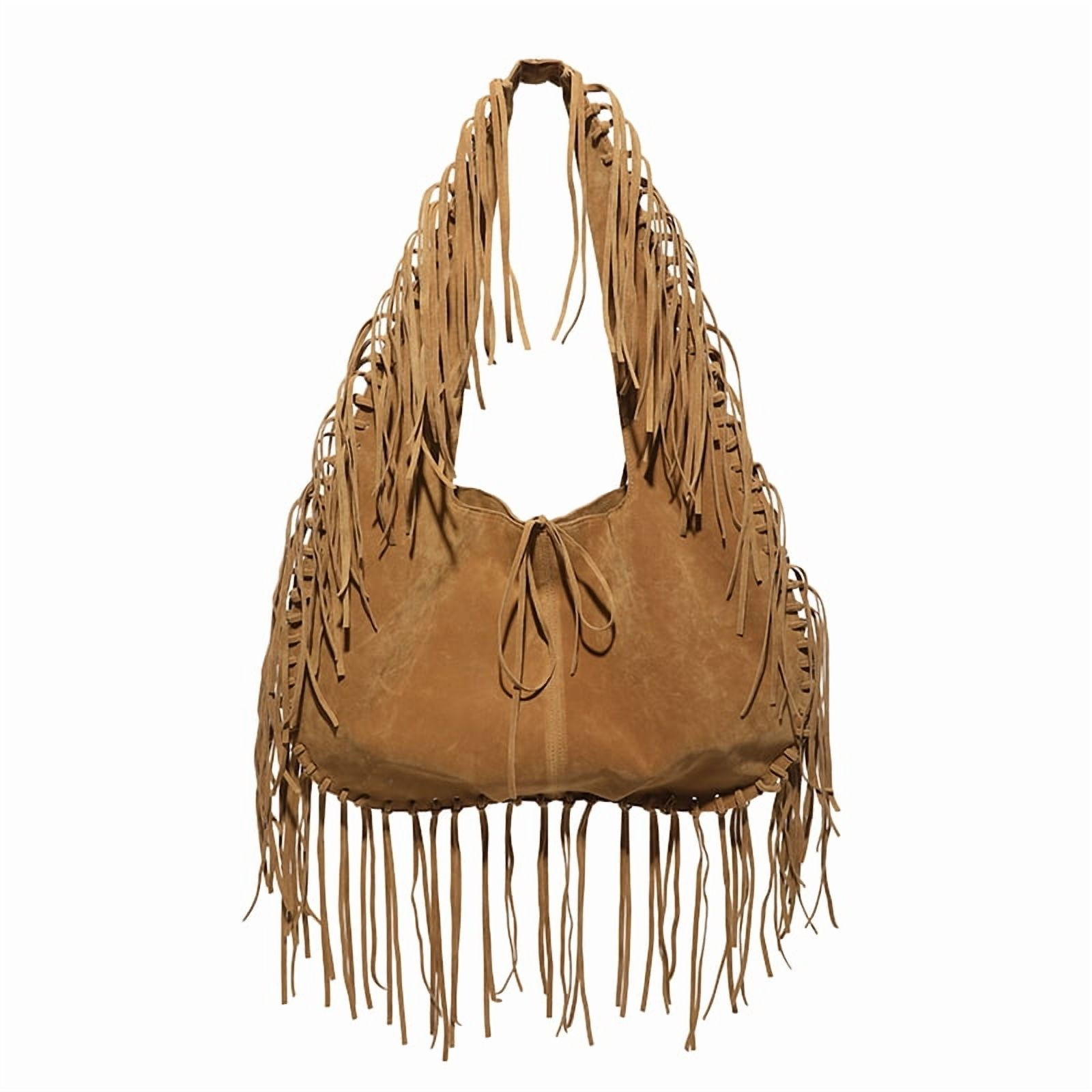 Vintage Fringe Hobo Bag Underarm Purse Large Shoulder Bag For Women (Brown) | Walmart (US)