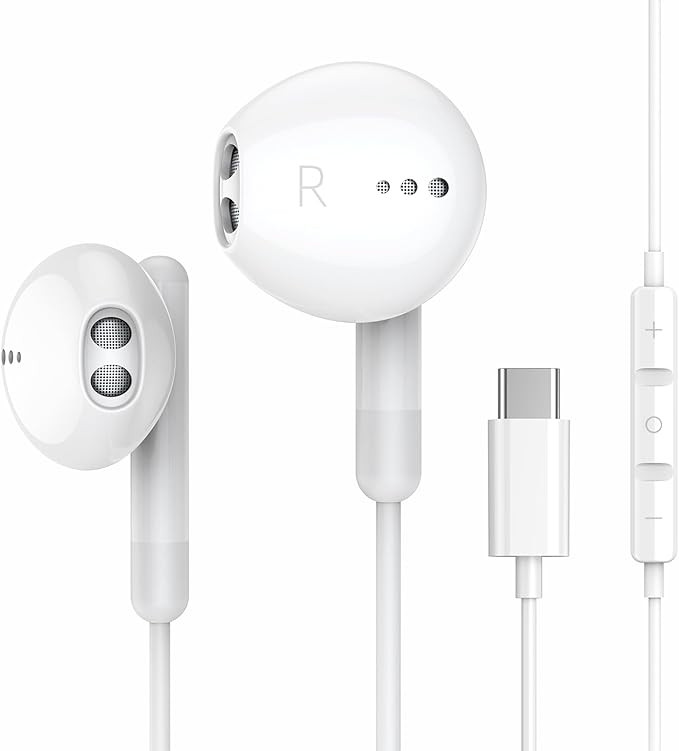 USB C Headphones for iPhone 17 16 15 Pro Max Plus iPad Pro USB C Earphones with Microphone Volume... | Amazon (US)