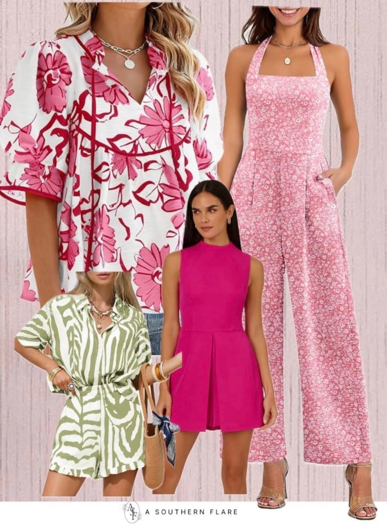 Upgrade your summer wardrobe with these chic floral blouses and trendy jumpsuits. Perfect for any summer occasion! #SummerFashion #StyleInspiration

#LTKTravel #LTKmomlife #LTKspring