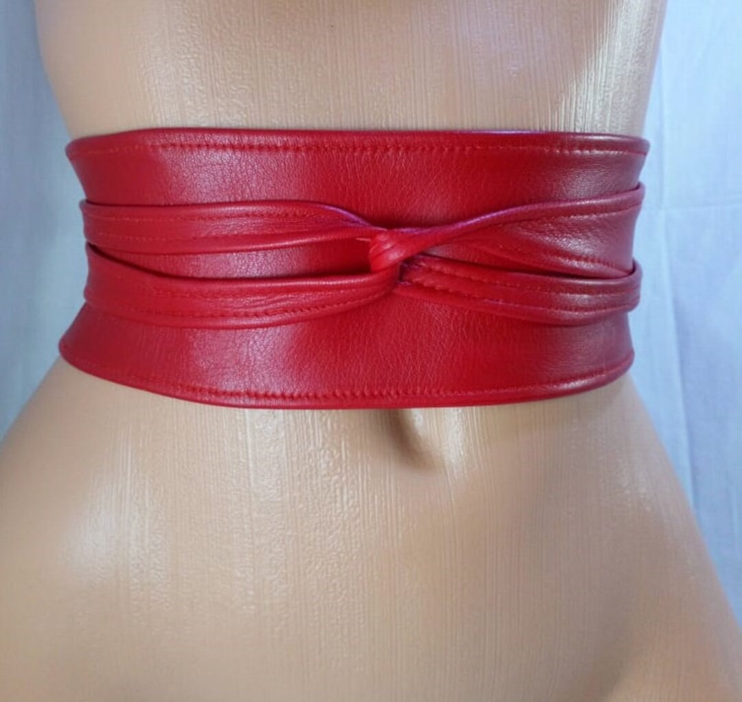 Red Leather Obi Belt Corset Belt Made From Genuine Leather Waist Belt That Creates Hourglass Figu... | Etsy (US)