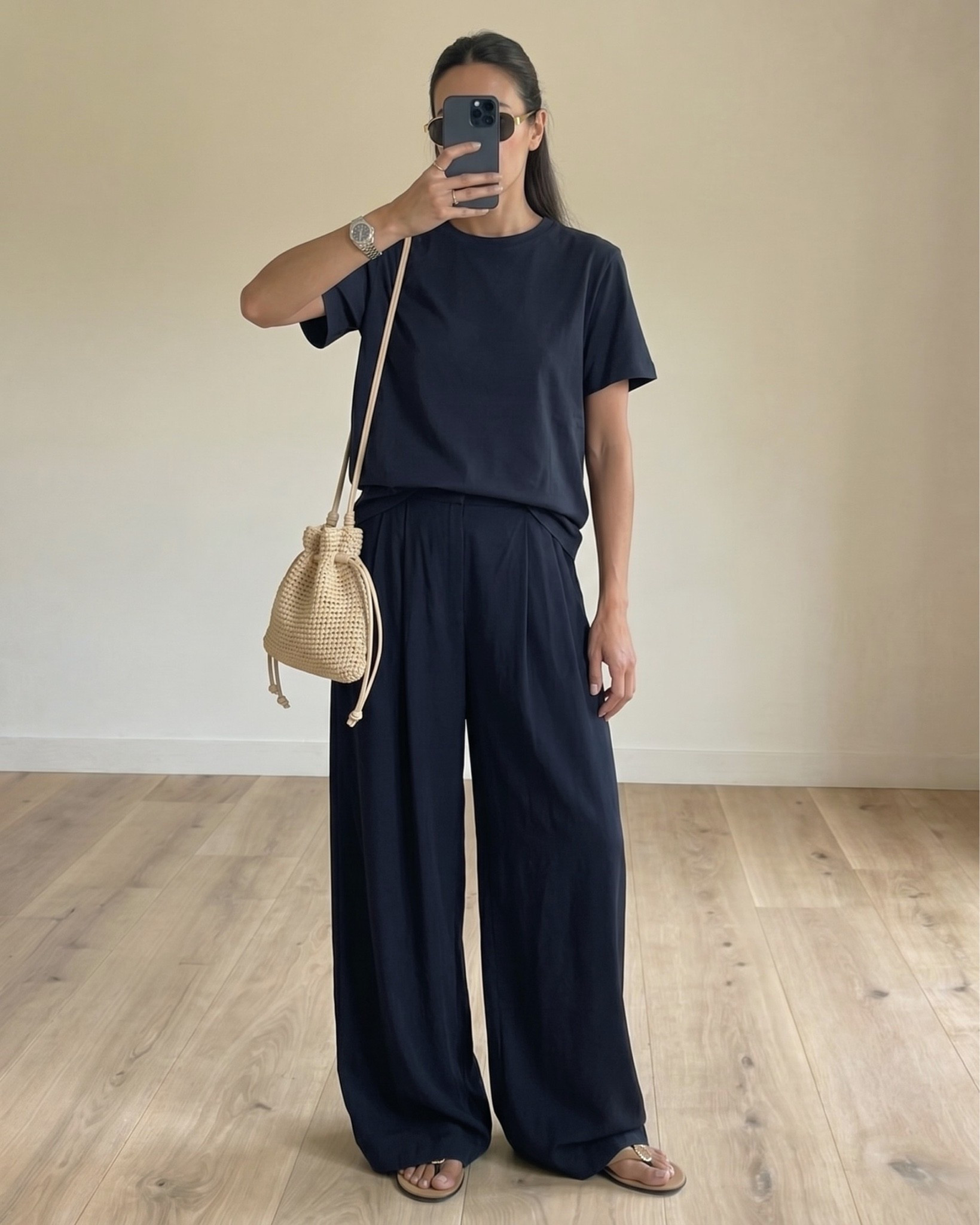 Navy Co-ord set🦋

Tags: navy tshirt outfit, navy wide leg trousers, raffia crossbody bag, beige gold detailed sandals, spring casual everyday outfit

#LTKuk #LTKspring #LTKsummer