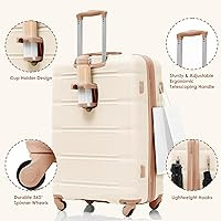 Merax 4 Piece Expandable ABS Hardshell Luggage Sets Spinner Wheel Suitcase TSA Lock Suit Case, Iv... | Amazon (US)