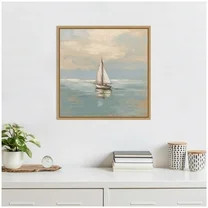 Kate and Laurel Calm Pastel Sailboat Landscape Framed Canvas Wall Art by The Creative Bunch Studi... | Walmart (US)