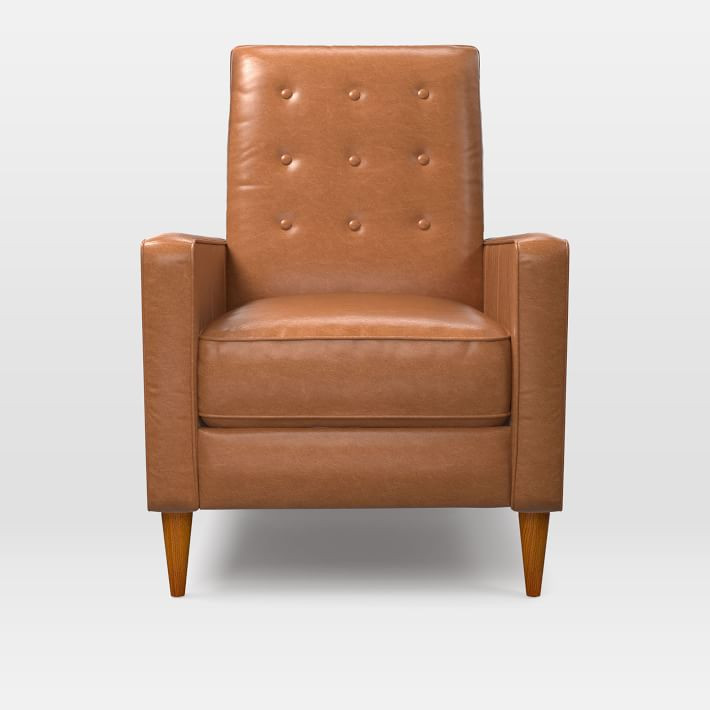 Rhys Mid-Century Leather Recliner | West Elm (US)