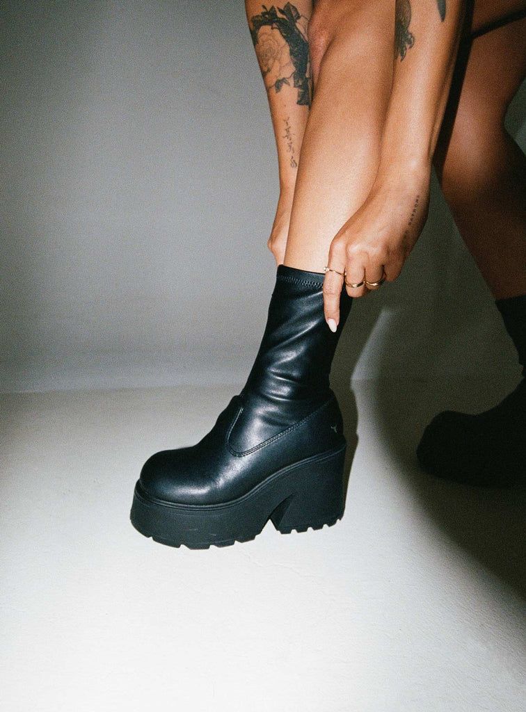 Windsor Smith Found Black Stretch Sock Boot | Princess Polly US