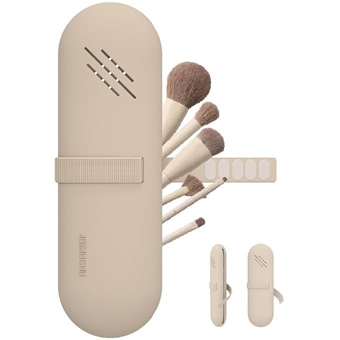 JDZJUCHU Travel Makeup Brush Set,Makeup Organizer,Cosmetic Bag,Wash Bag,Silicone Small Makeup Bru... | Amazon (US)